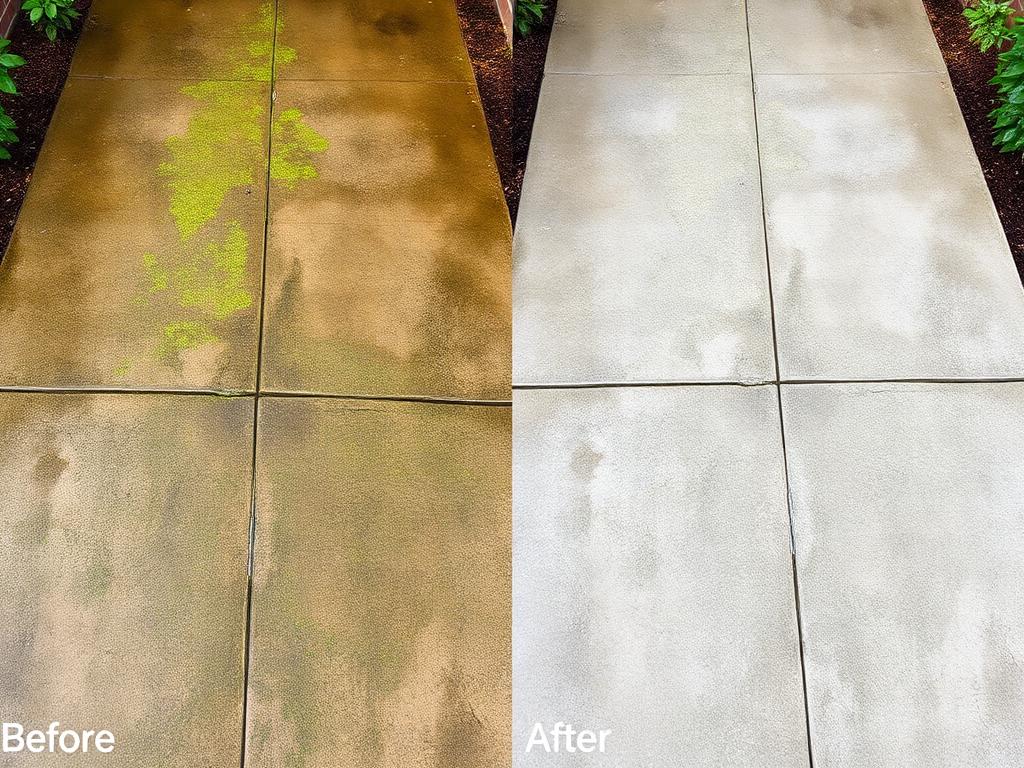 Mossy driveway → clean driveway