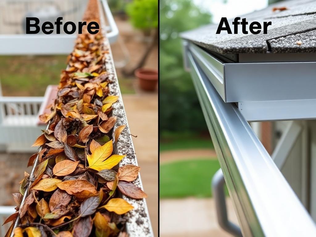 Dirty gutter → clean gutter